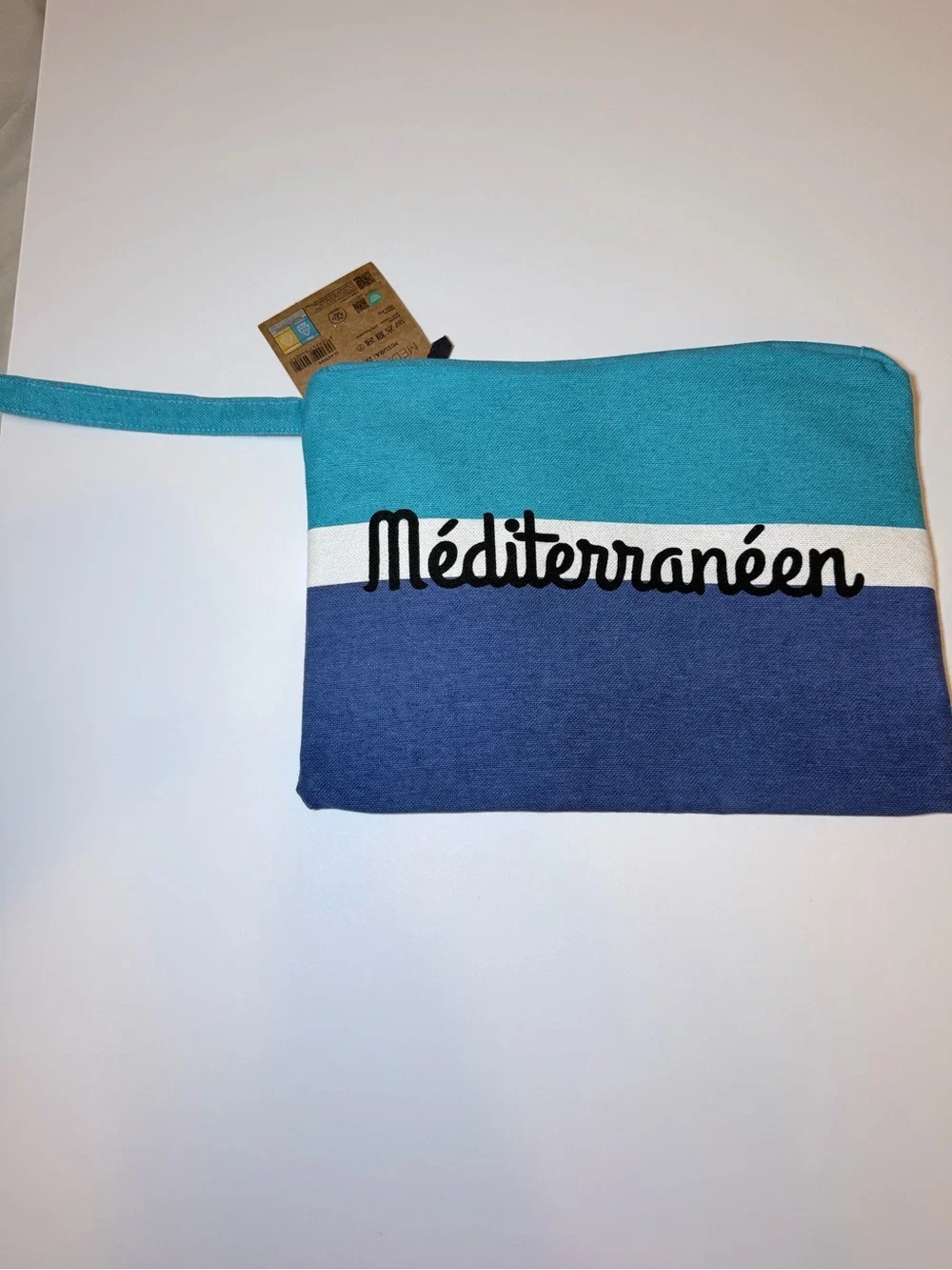 Sophie‎ Maison Mediterraneen Blue Colorblock Zip Pochette Pouch